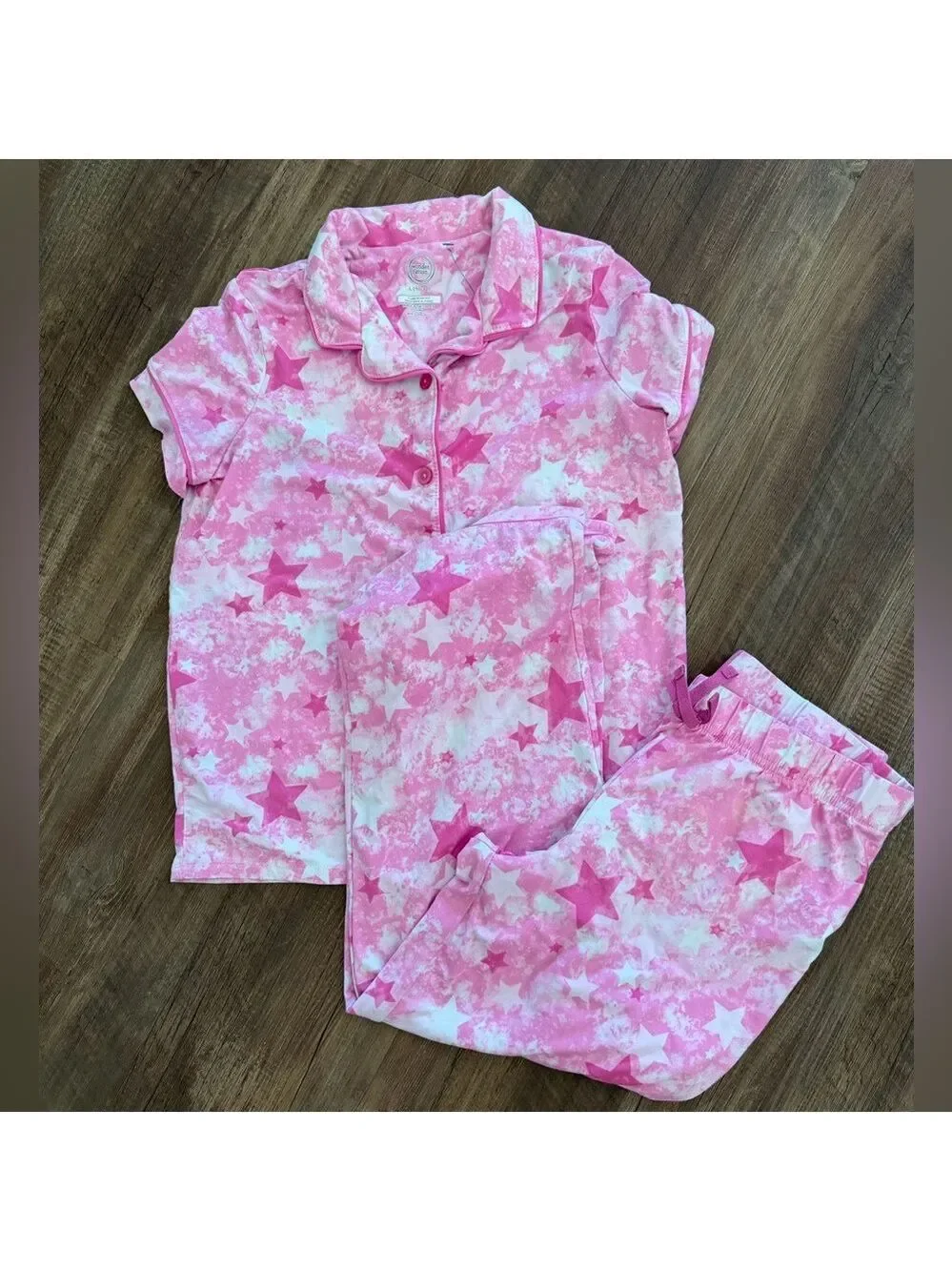 Girls Wonder Nation Pink Star Print Pajama Set L (10-12)